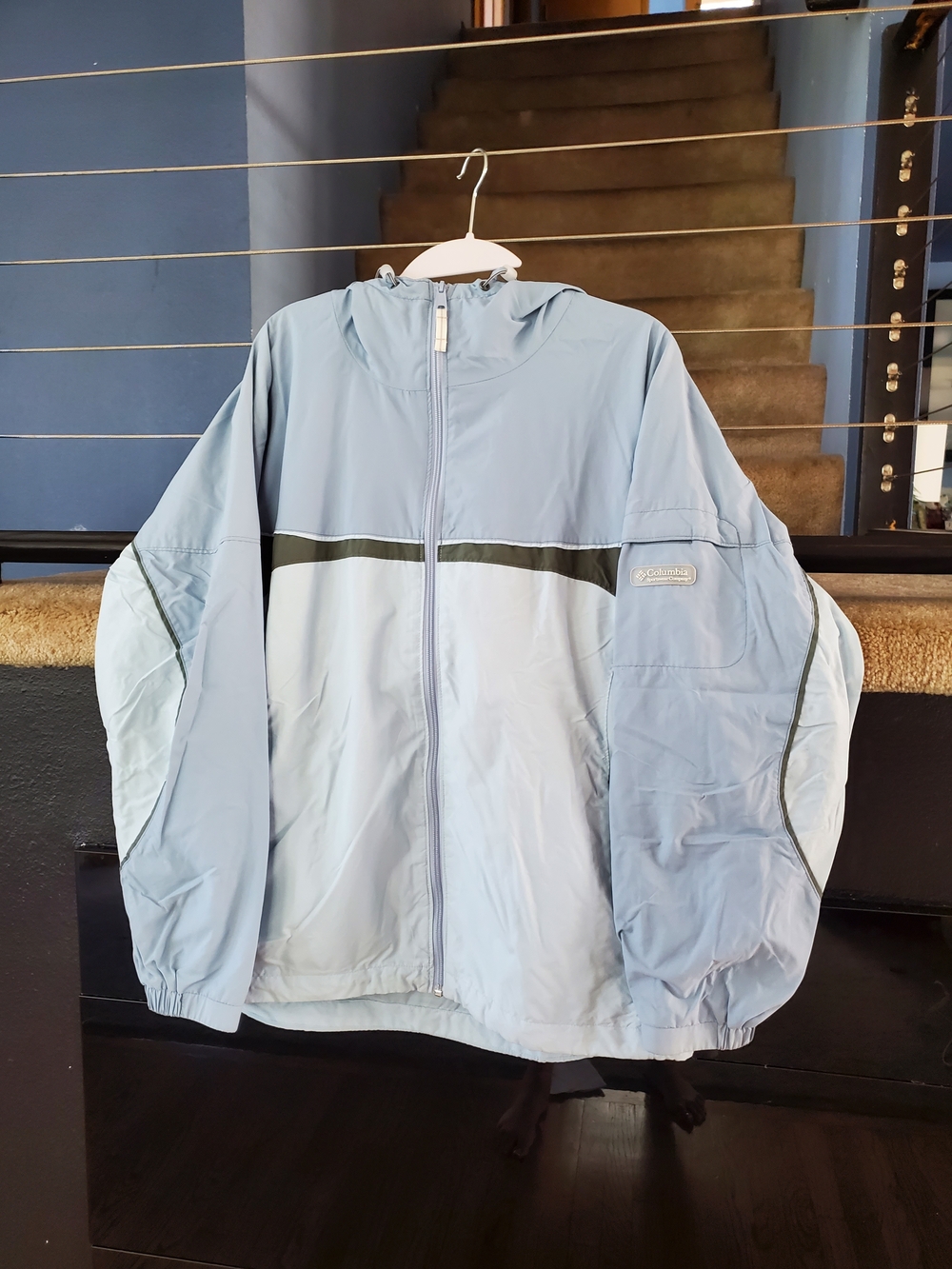Columbia Light Blue & Olive Hooded Ski Jacket